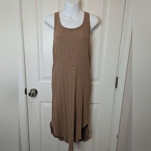 Aerie Ribbed Camel Brown Racer Back Tank Midi Dress Sz S American Eagle Women